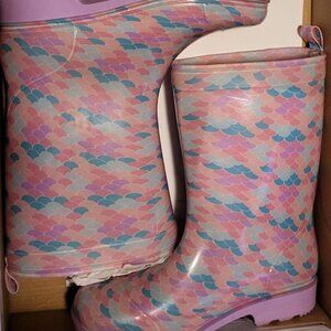 "MERMAID QUEEN" LITTLE GIRL MULTI-COLOR PRINTED RAINBOOTS - SIZE 13 - NWOT